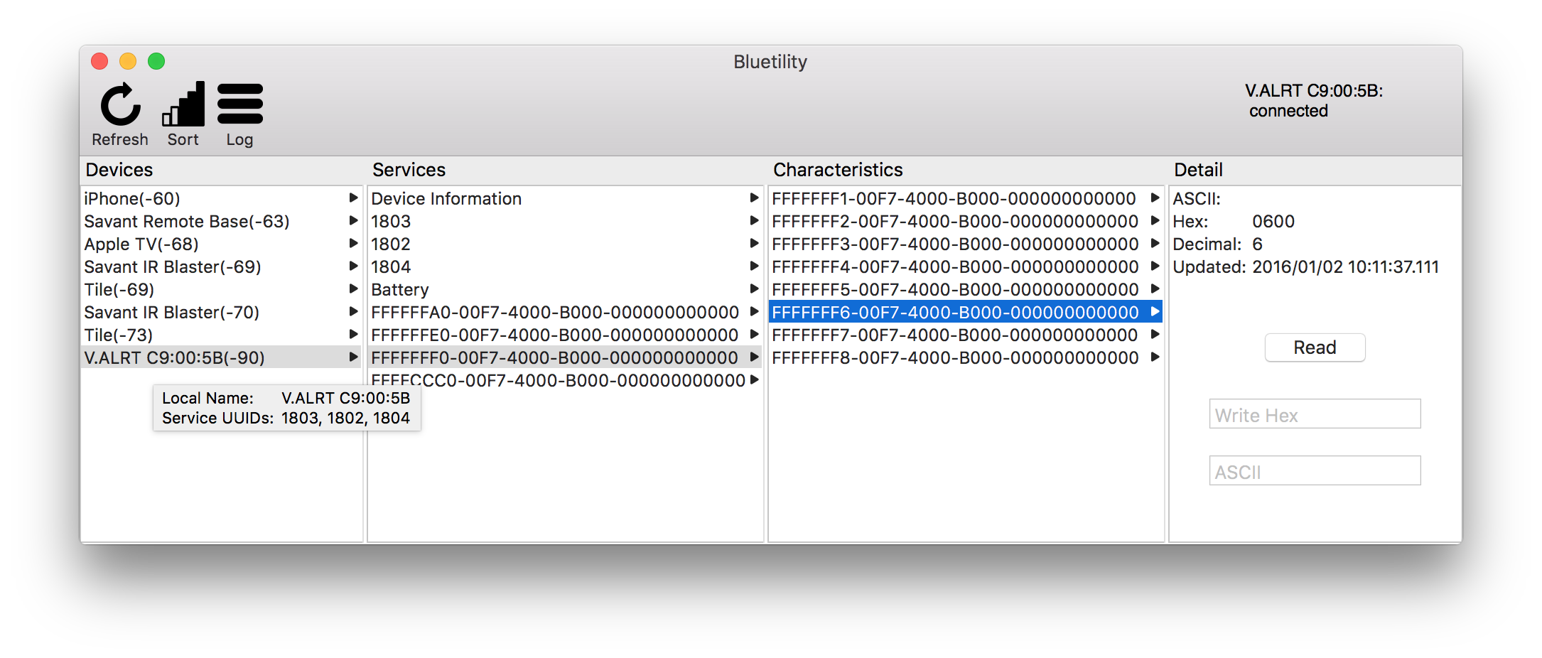 Bluetility screenshot