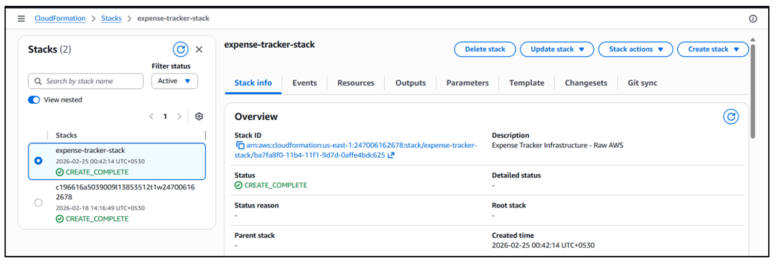 CloudFormation Console