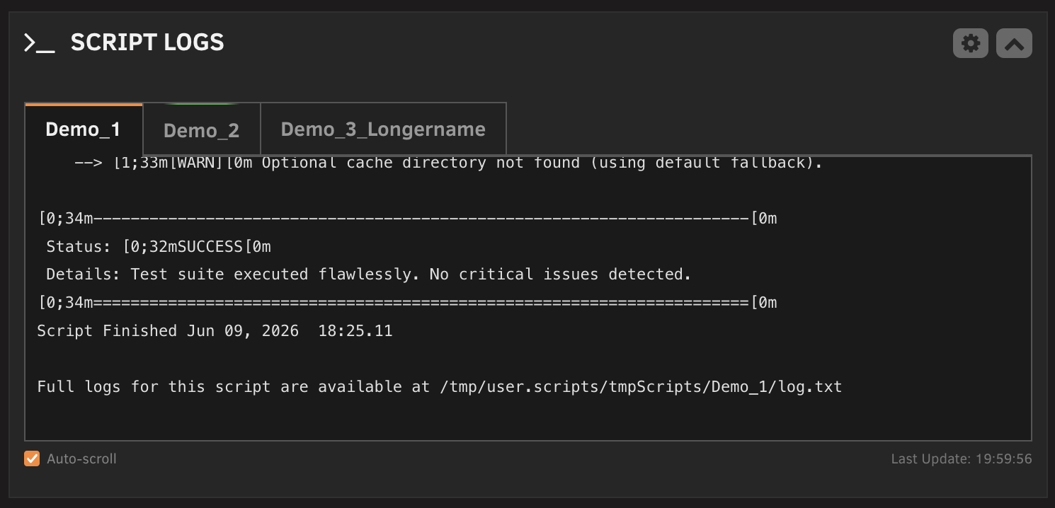 Idle script in the ScriptLogs dashboard widget