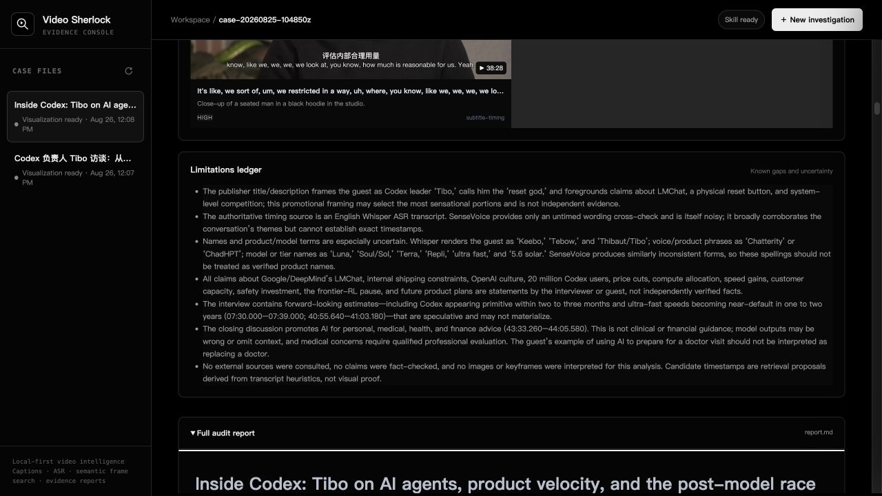 Limitations ledger and full audit report