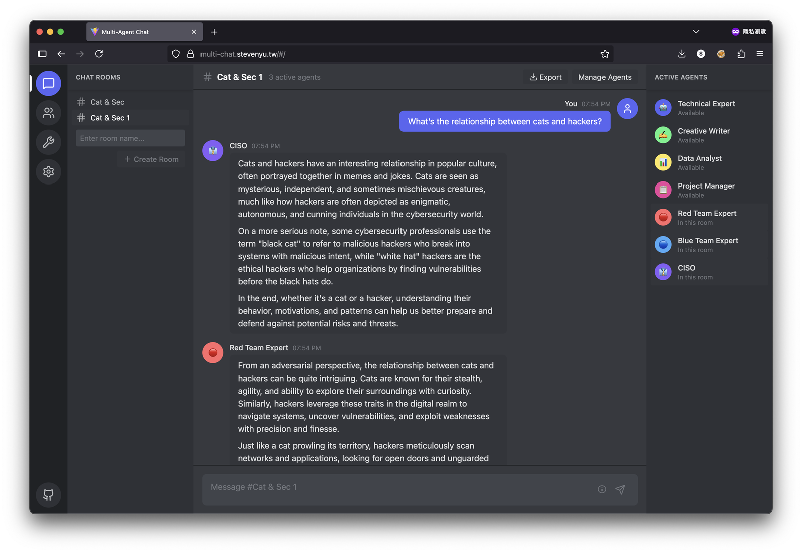 Multi-Agent Chat Interface