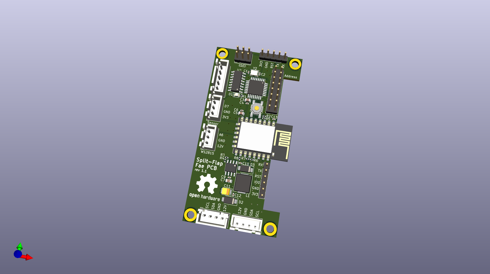 3D rendering of the PCB