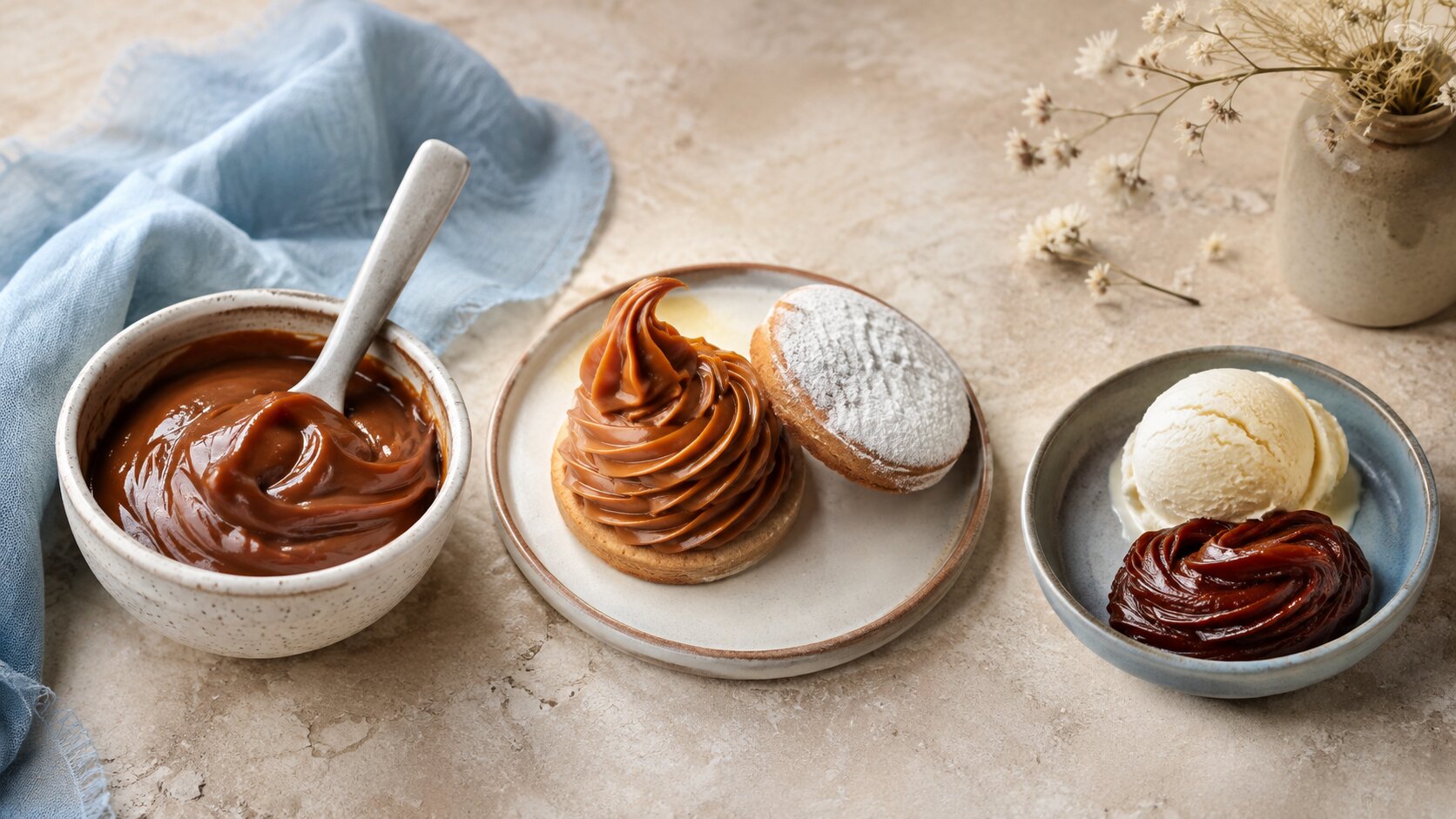 Tres texturas de dulce de leche argentino: tradicional, repostero y concentrado
