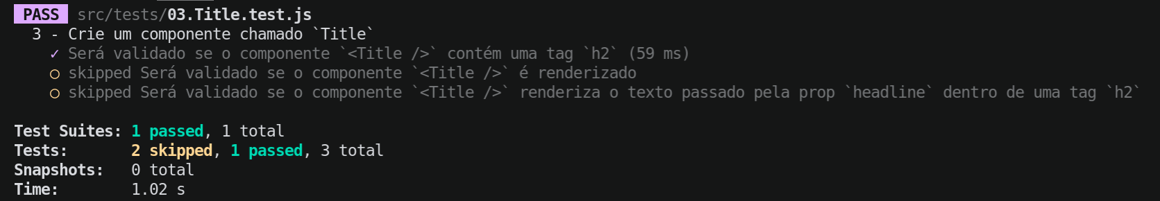 usando comando .only para rodar apenas um teste