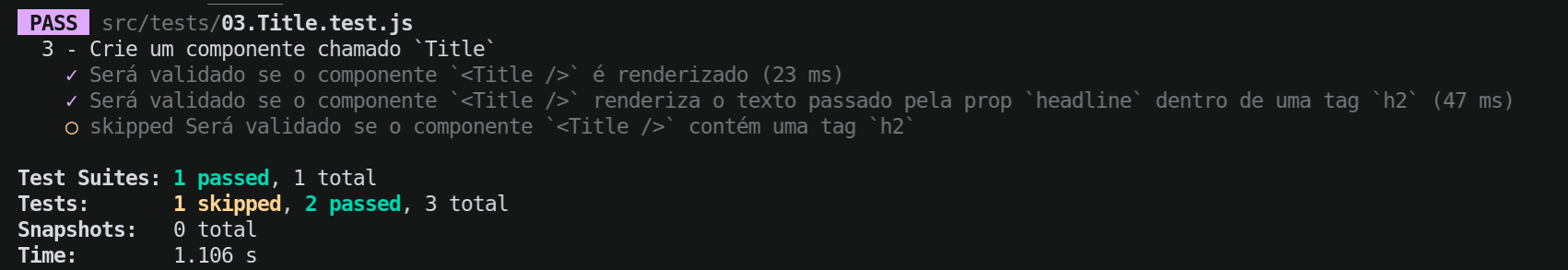 Usando comando .skip para pular um teste