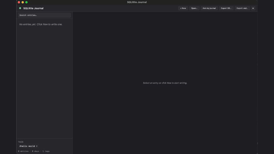 Local-first journaling — Tauri 2 + Svelte 5 demo