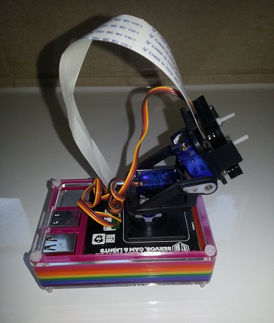 Picture of RPOS running on a Pi with the PanTiltHAT and Pi Camera