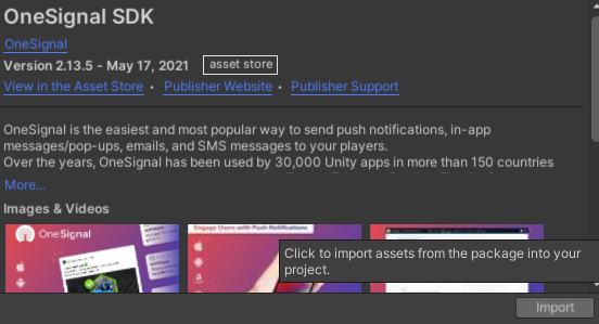 onesignal unity sdk in my assets