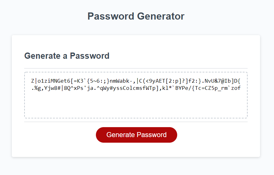 Sample Password from Functioning Webpage