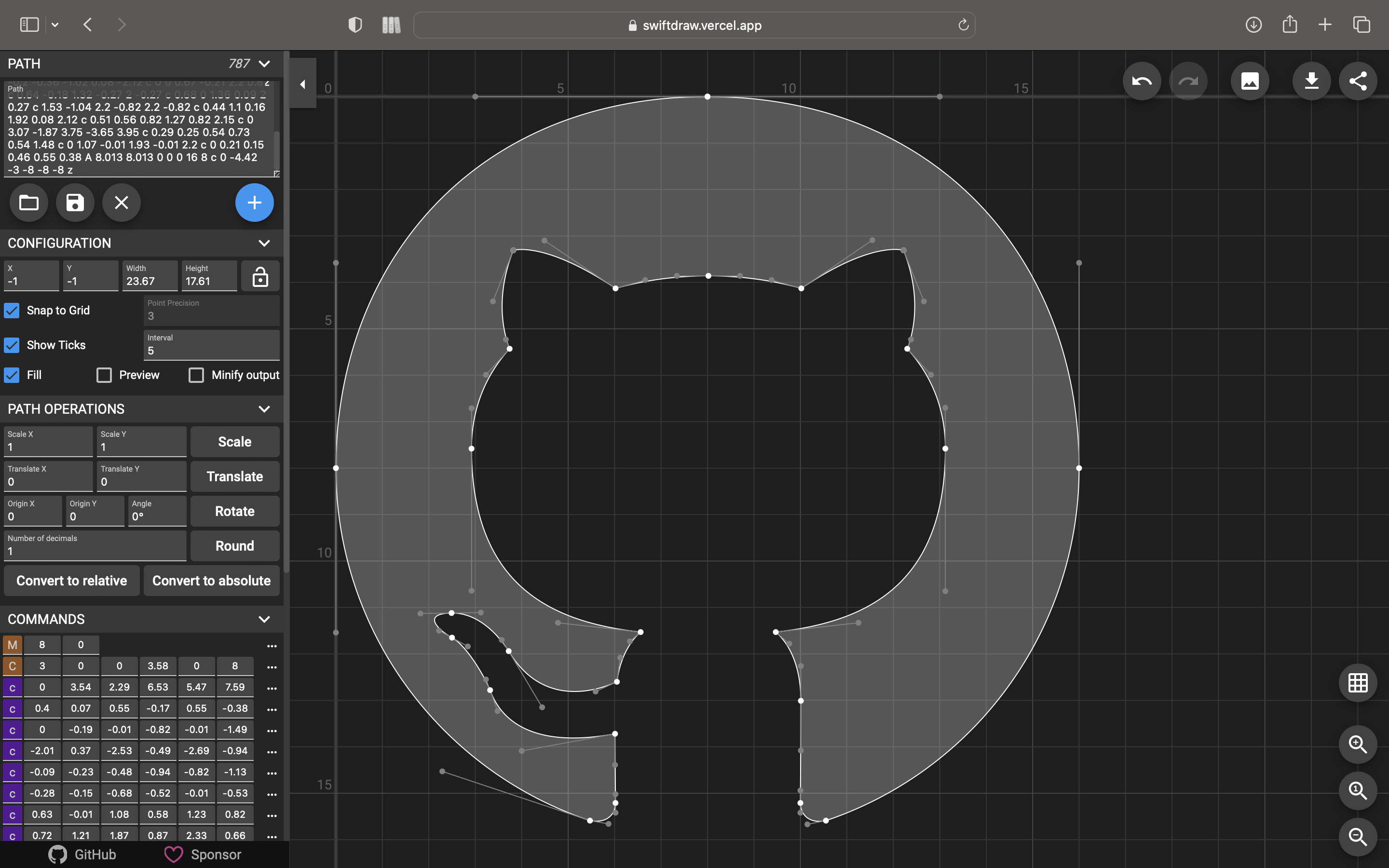 OctoCat in the swift draw editor