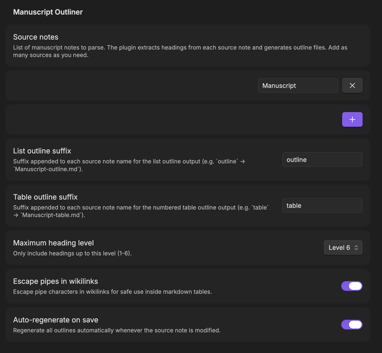 Plugin settings