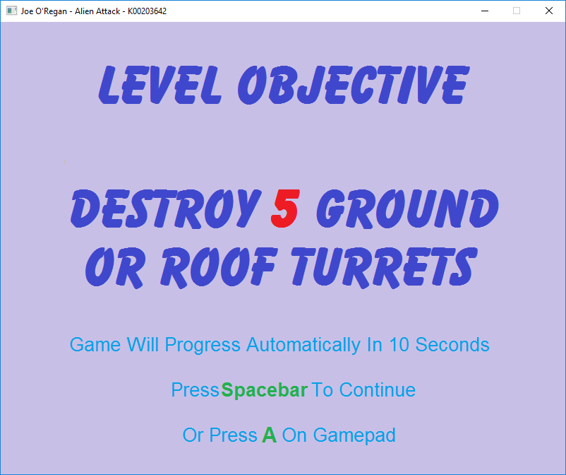 Alien Attack: Level Objectives