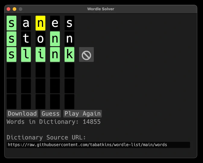 Wordle Solver Screenshot
