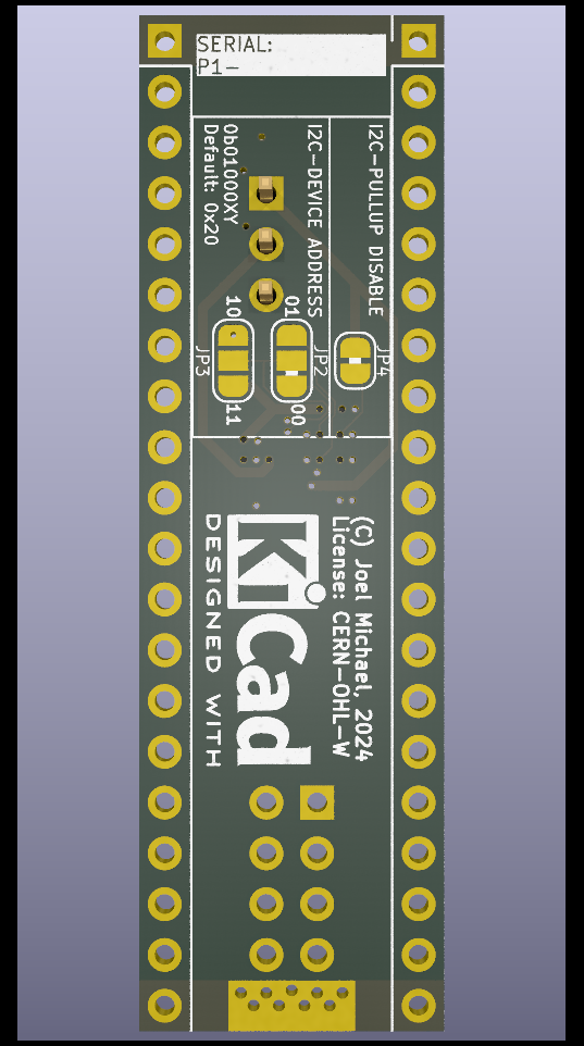 3D rendering of PCAL6534EV breakout board back side