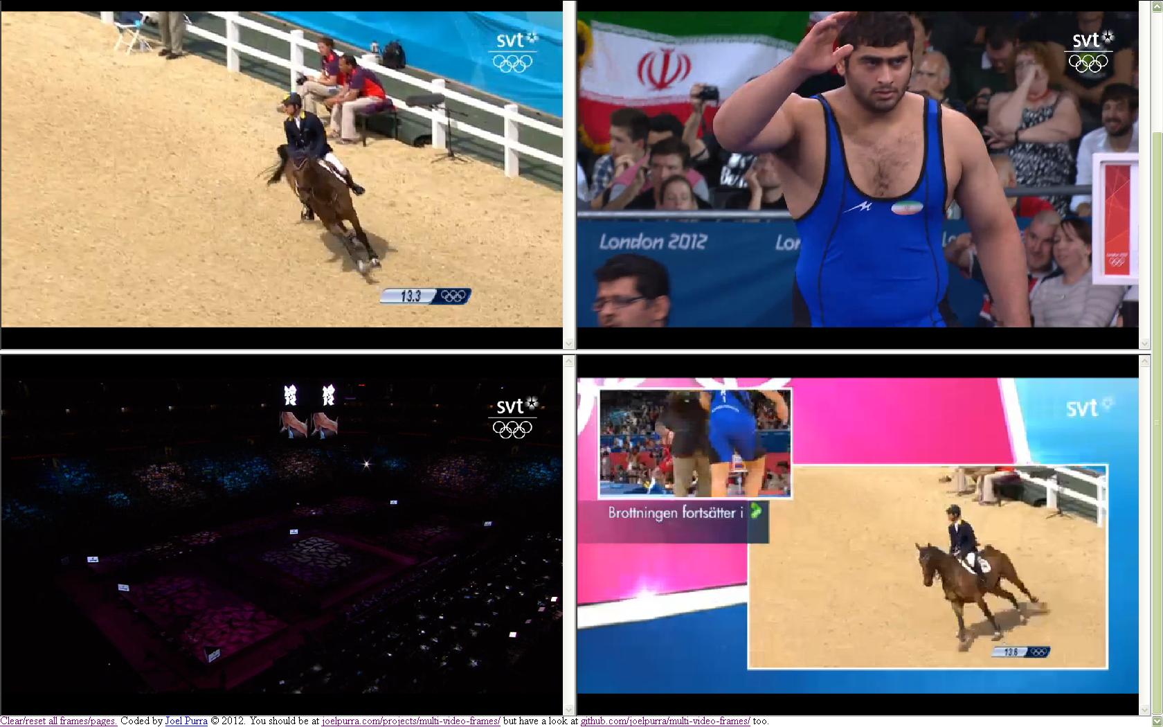 Screenshot of multi-video-frames in action during the 2012 Summer Olympic Games, by Svarten