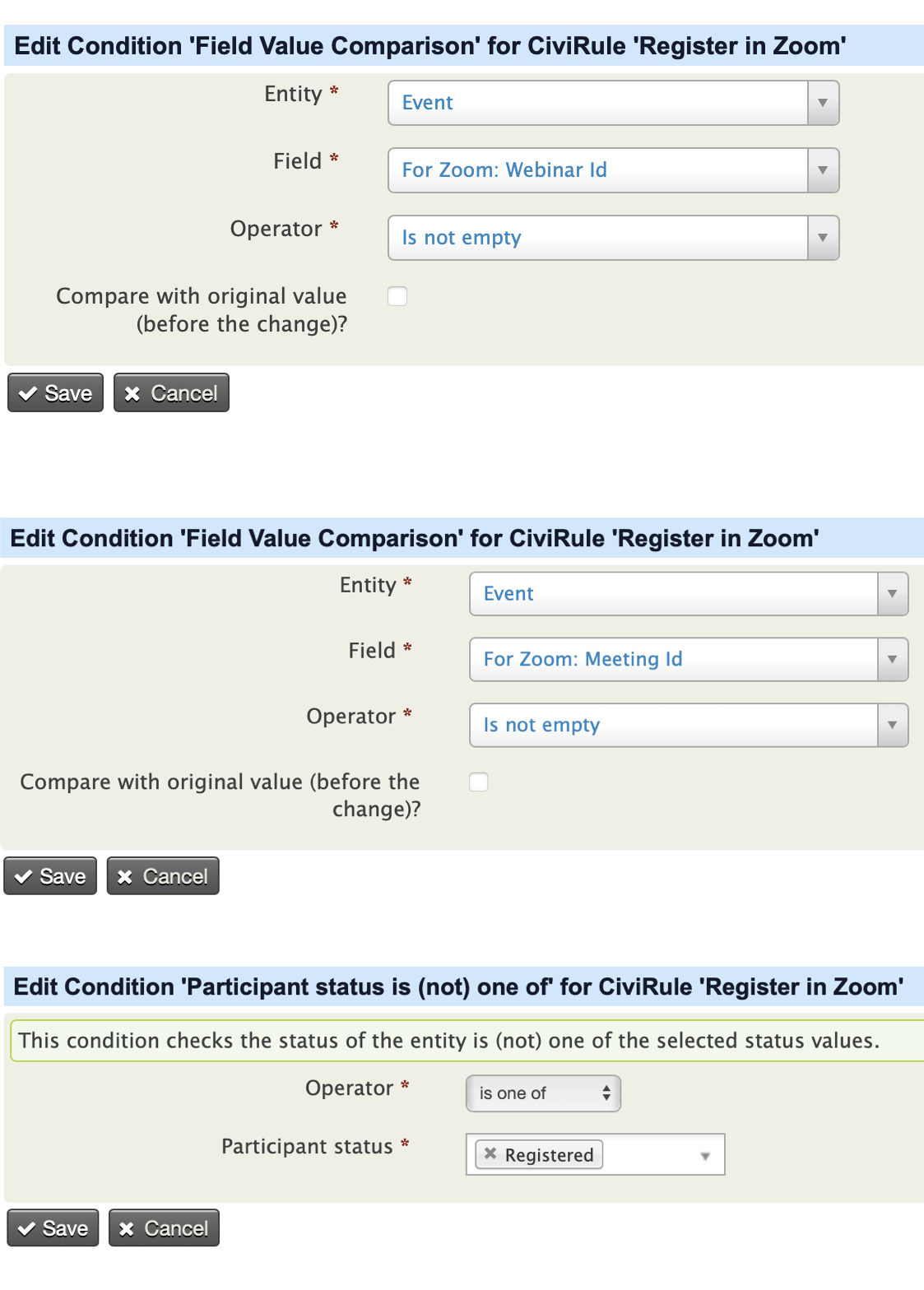 Screenshot of add civirules condition