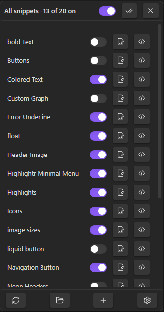 Snippet menu
