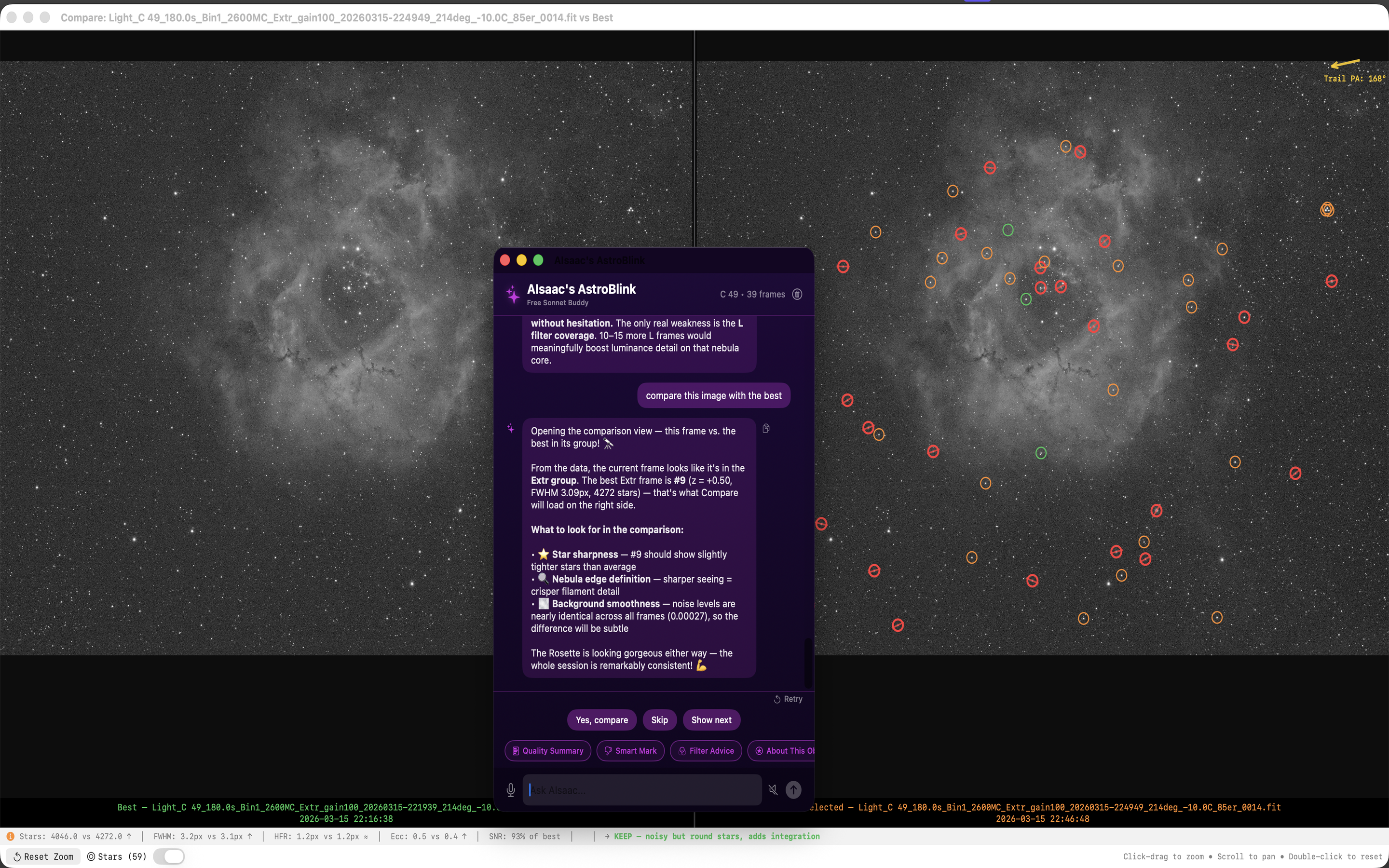AstroBlink comparison view