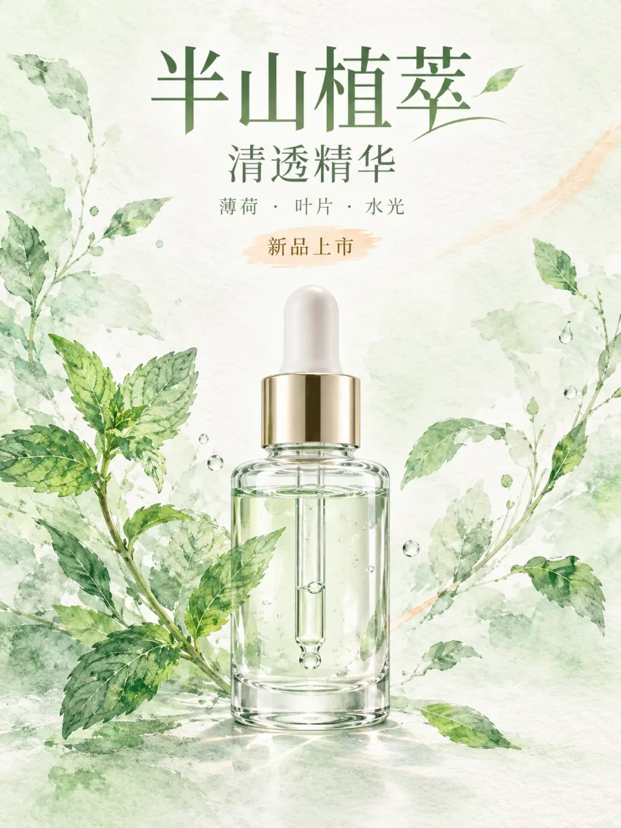 植物手绘产品广告样例