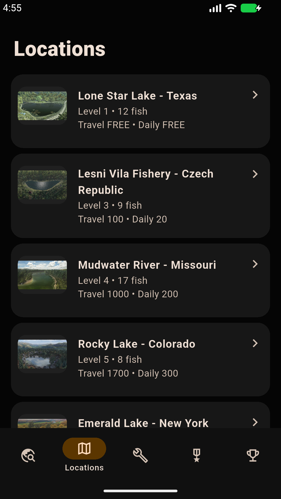 Fishing locations