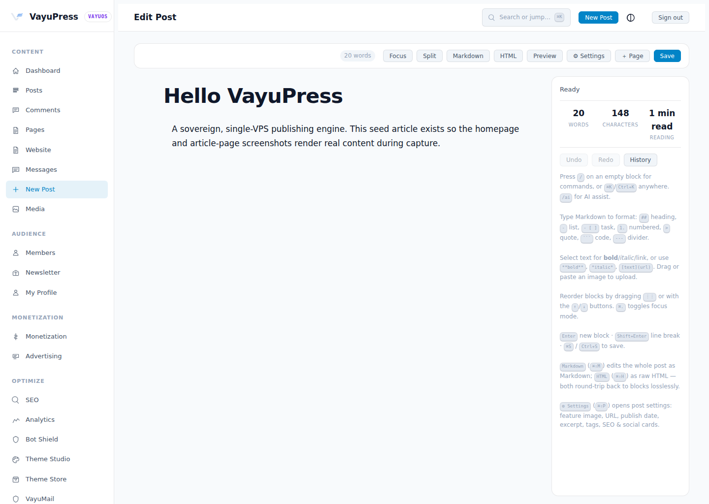 VayuOS block editor