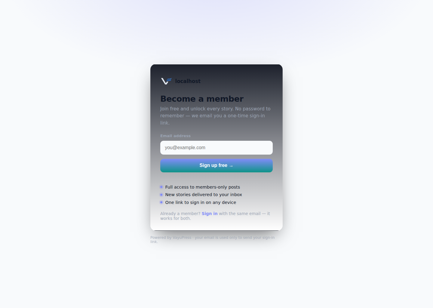 Member signup
