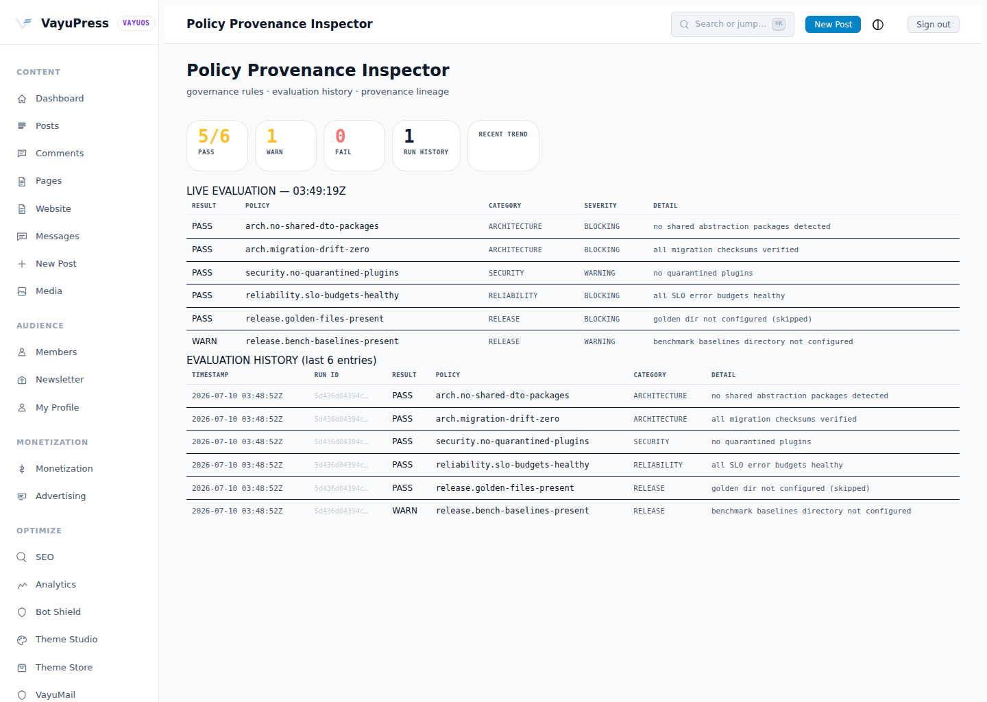Policy inspector
