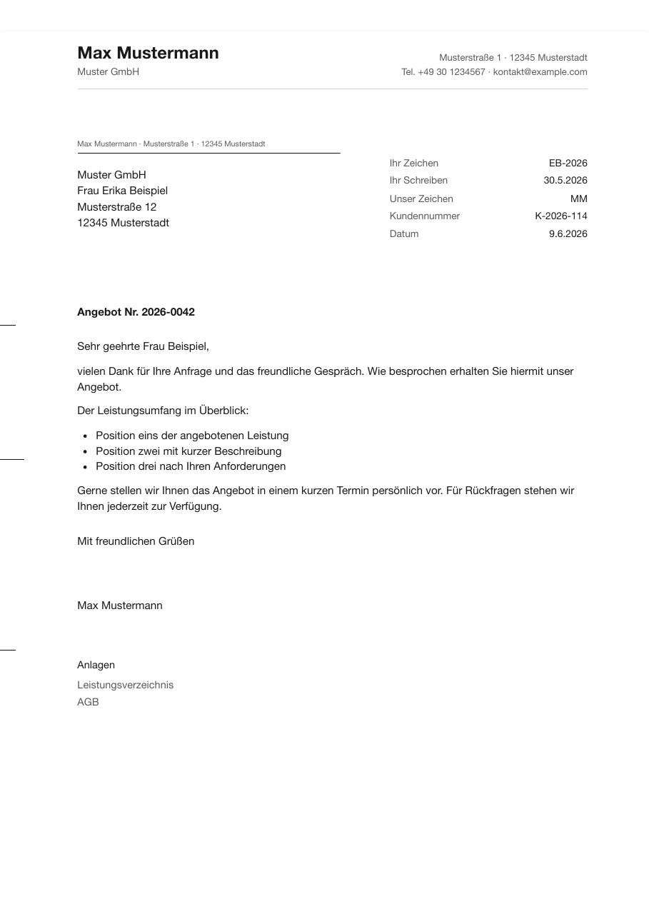 DIN 5008 business letter (German)