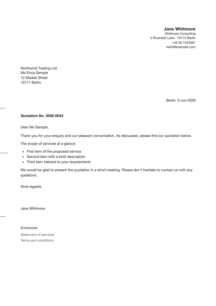 Modern business letter (English)
