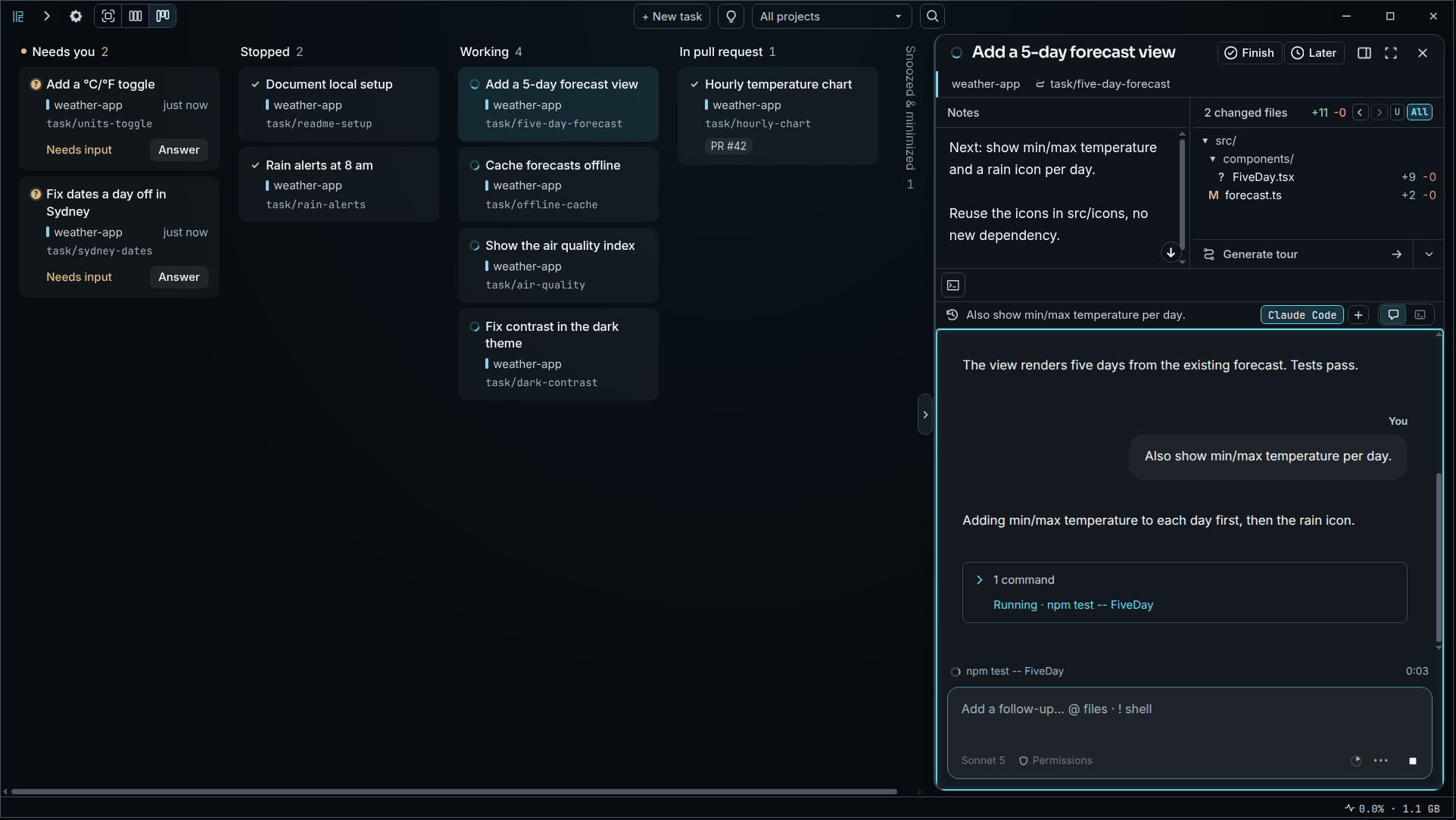 Board with ten agents sorted by what they need from you
