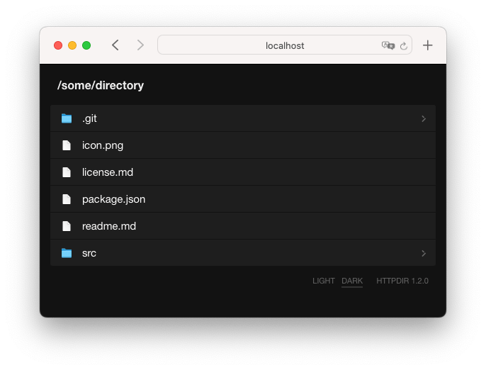 Safari window with a list of files