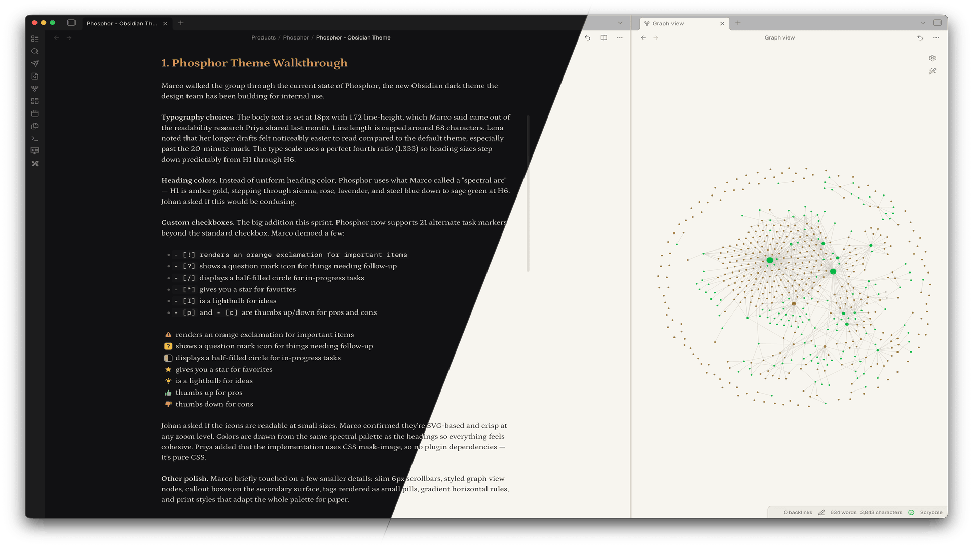 Phosphor dark and light modes