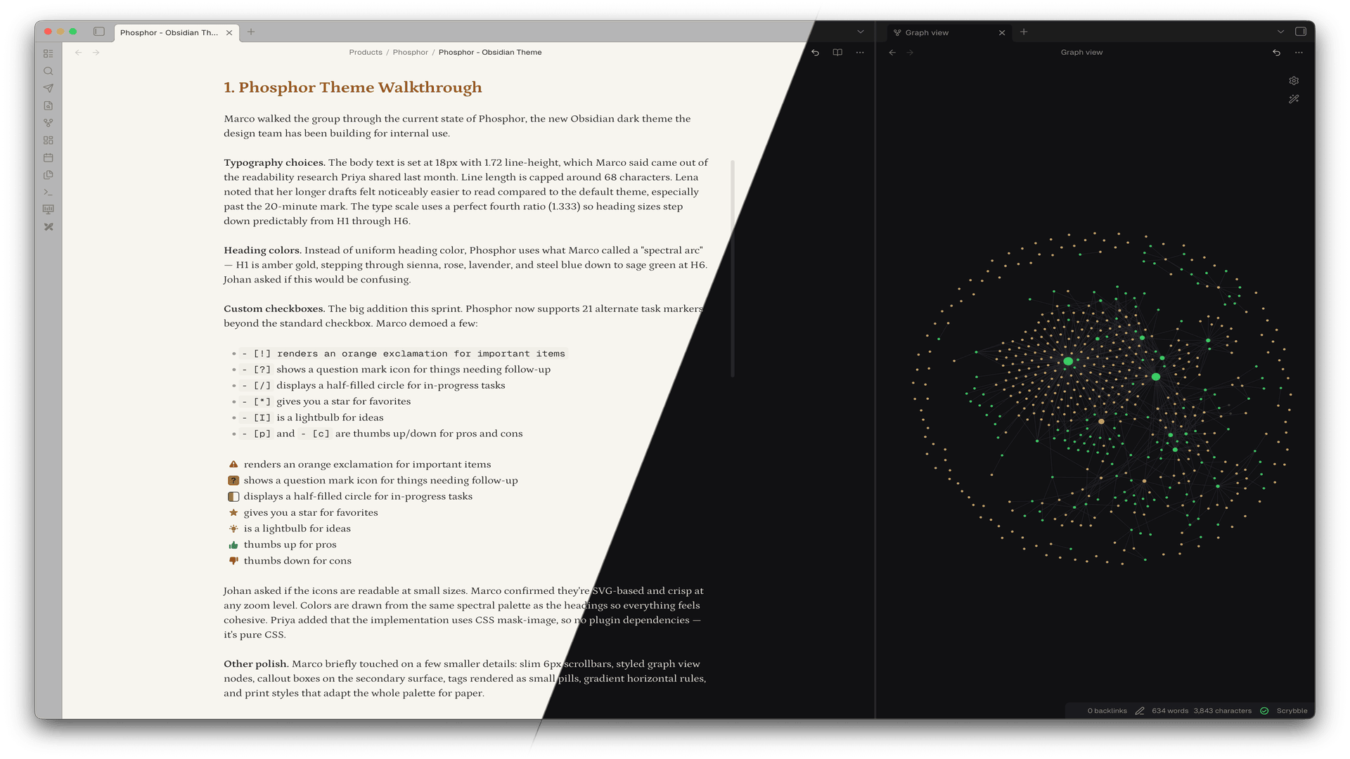 Phosphor light and dark modes