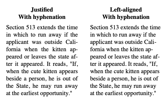 Text with hyphenation