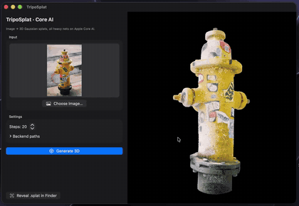 Photo to 3D gaussian splat