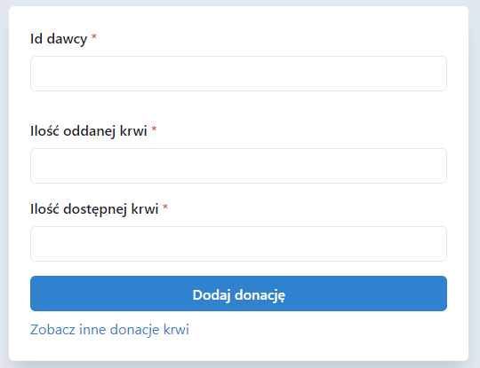 Formularz dodania donacji