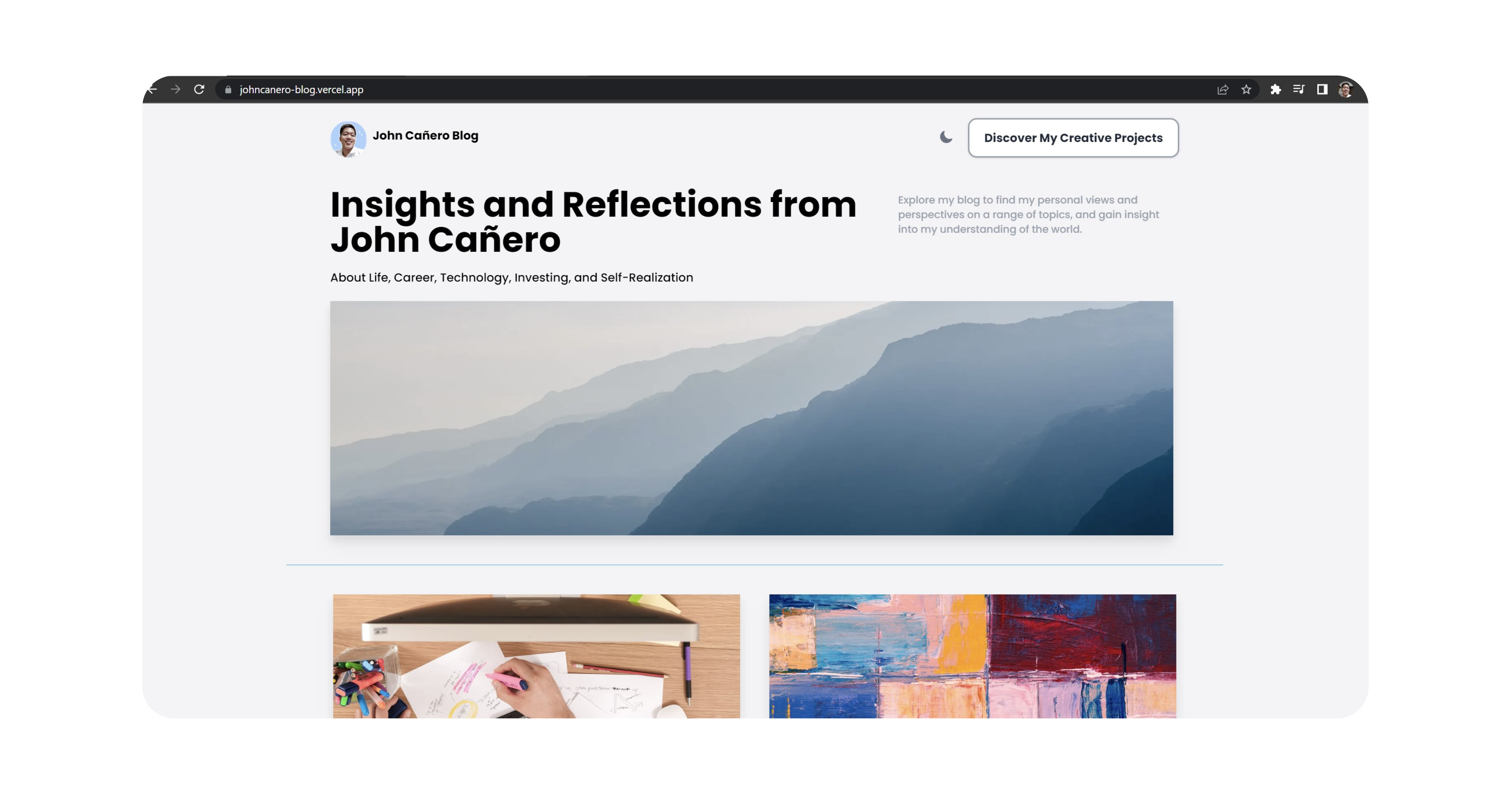 Desktop View - John Cañero Blog Website