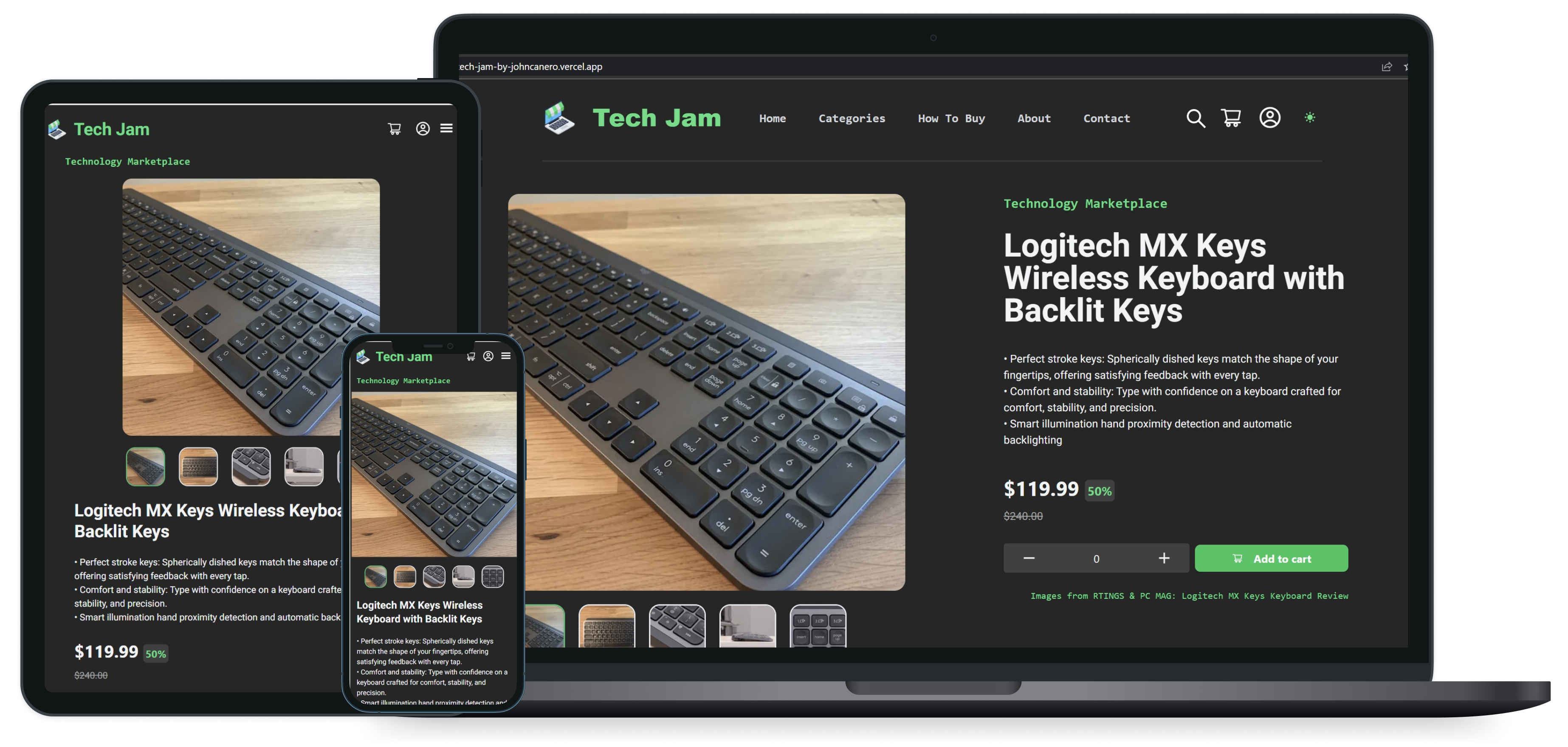 Desktop View - Tech Jam Marketplace Website