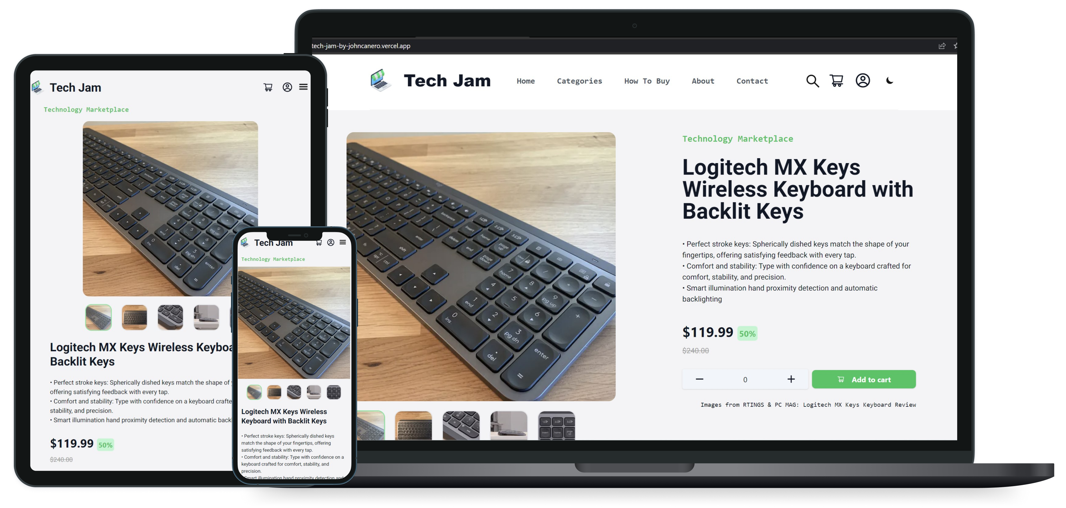 Desktop View - Tech Jam Marketplace Website