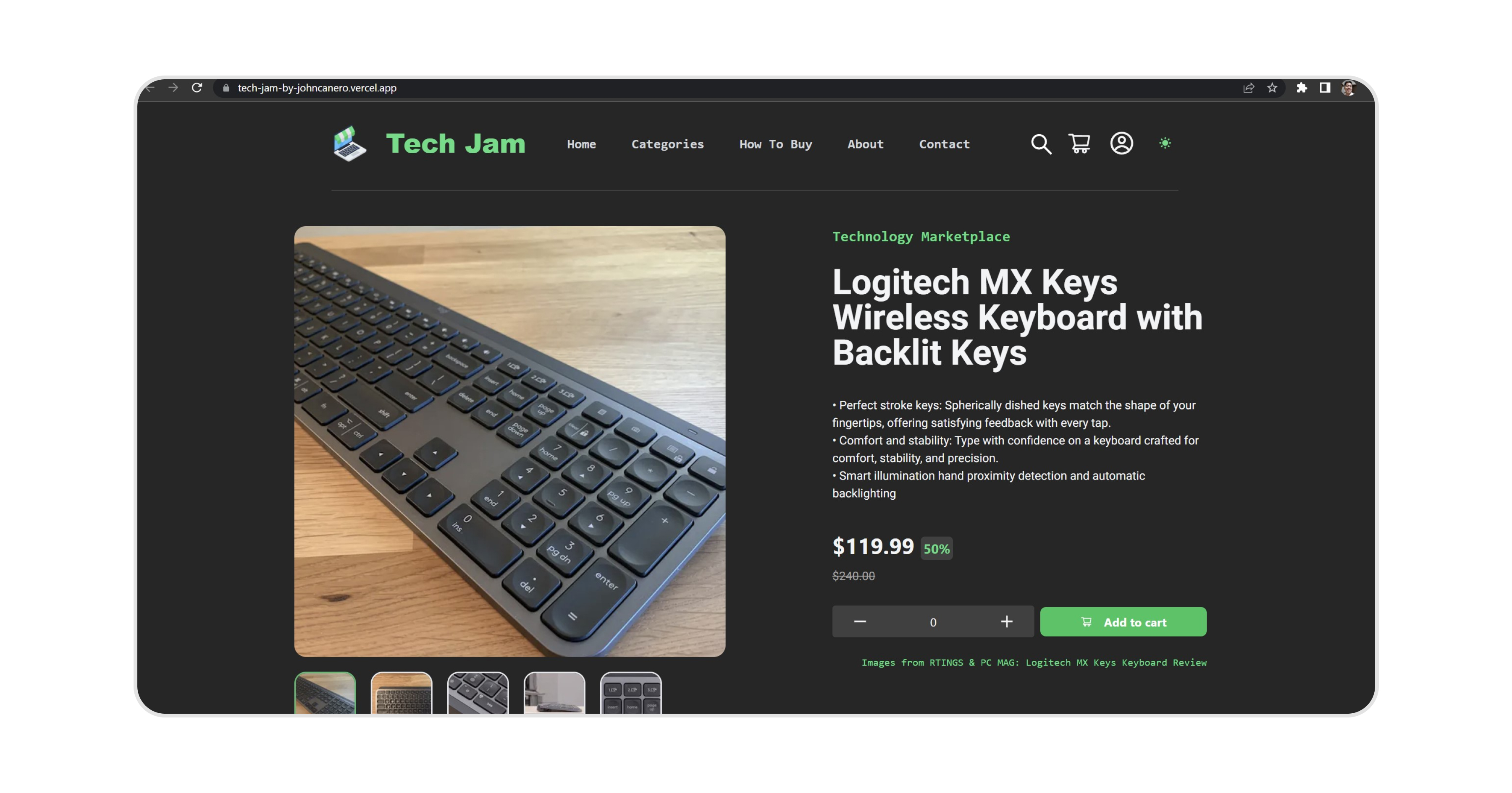 Desktop View - Tech Jam Marketplace Website