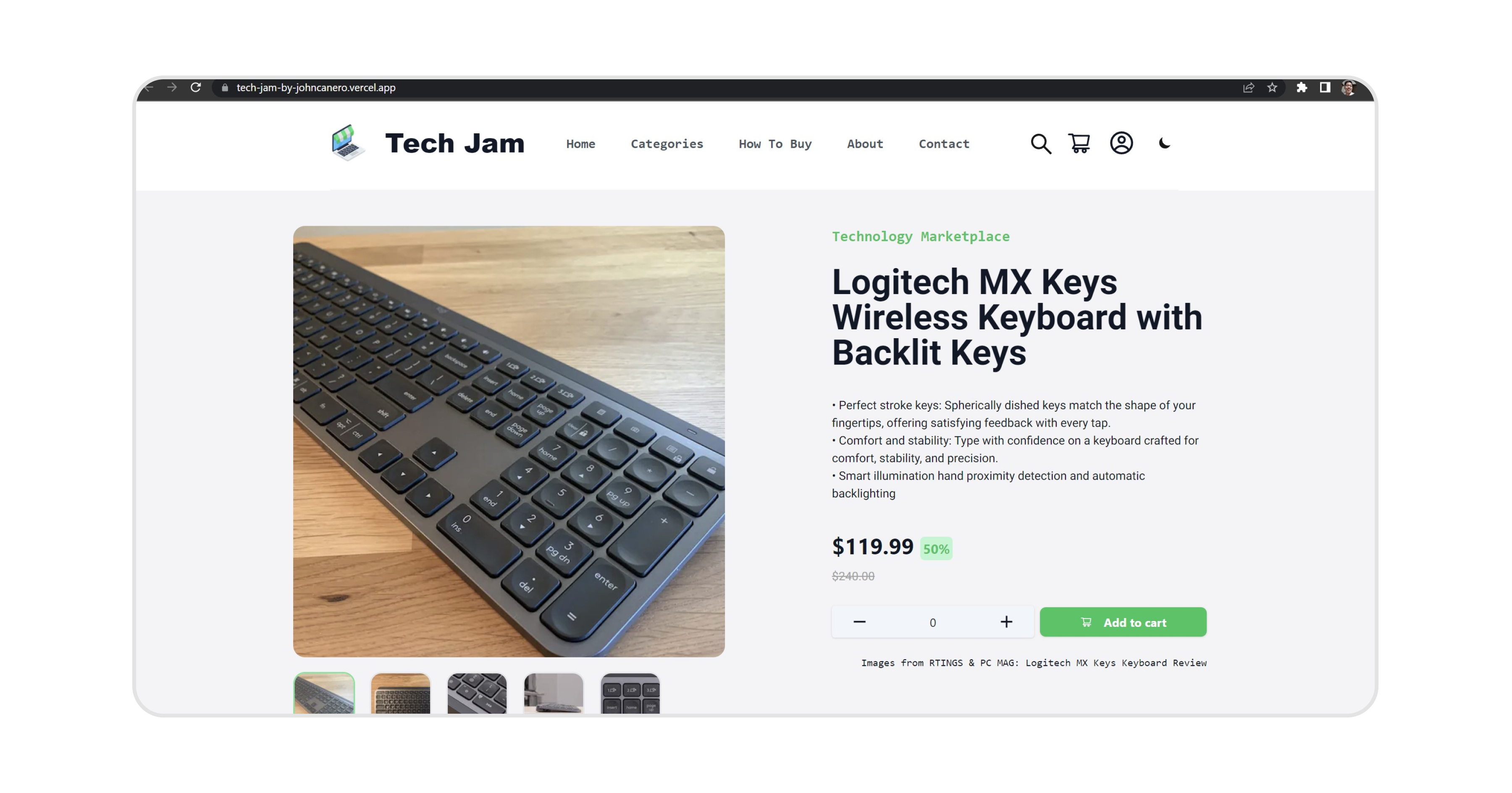 Desktop View - Tech Jam Marketplace Website