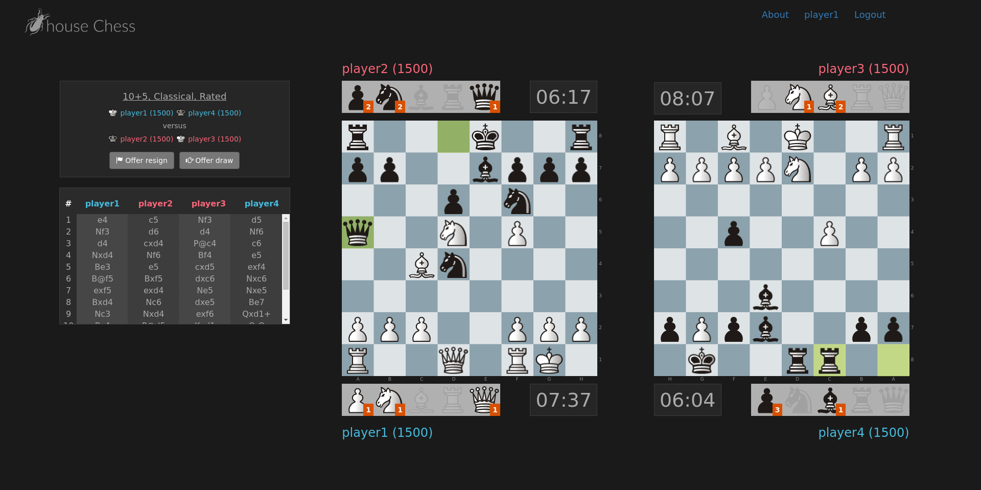 Bughouse Chess - Game page