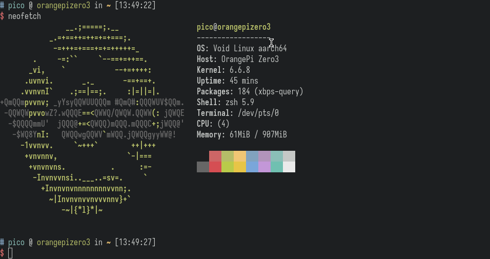 Void Linux on Orange Pi Zero 3 screenshot