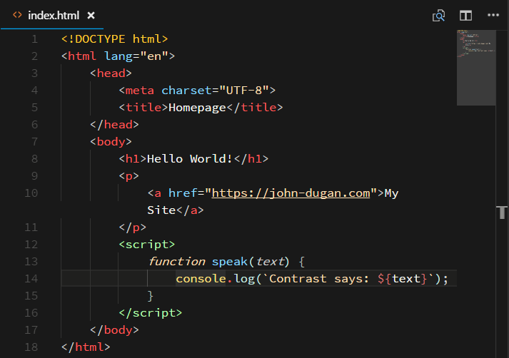 Screenshot of HTML in Contrast