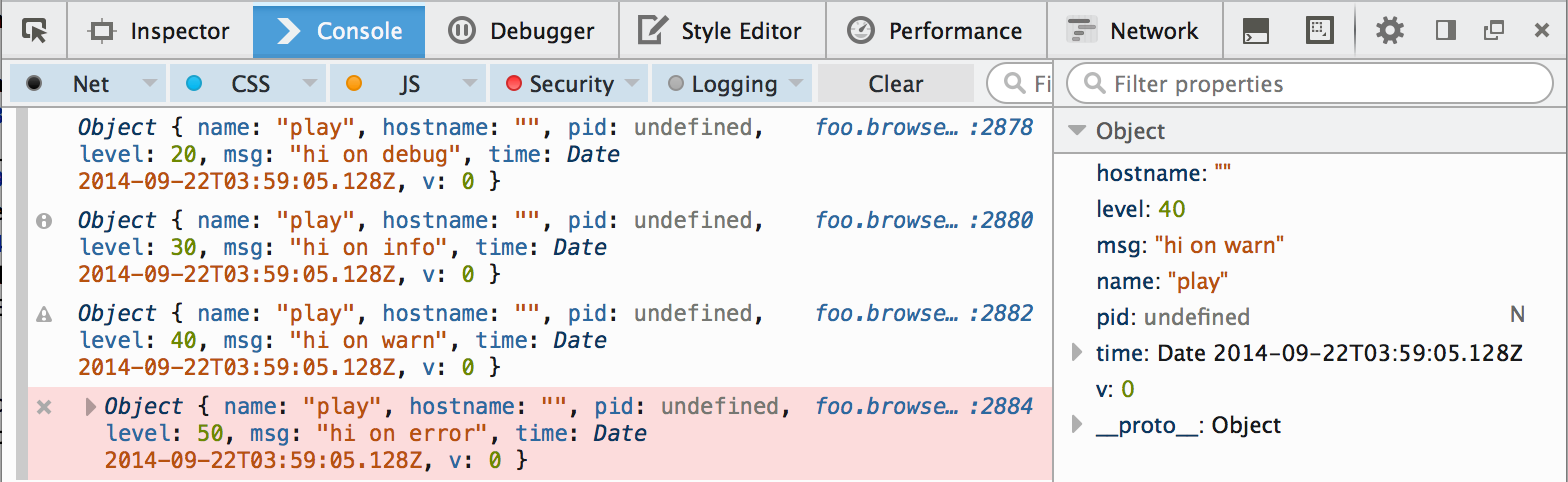 null Bunyan + Browserify in the Firefox console