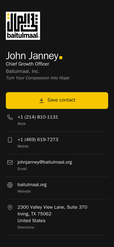 Card page, dark mode