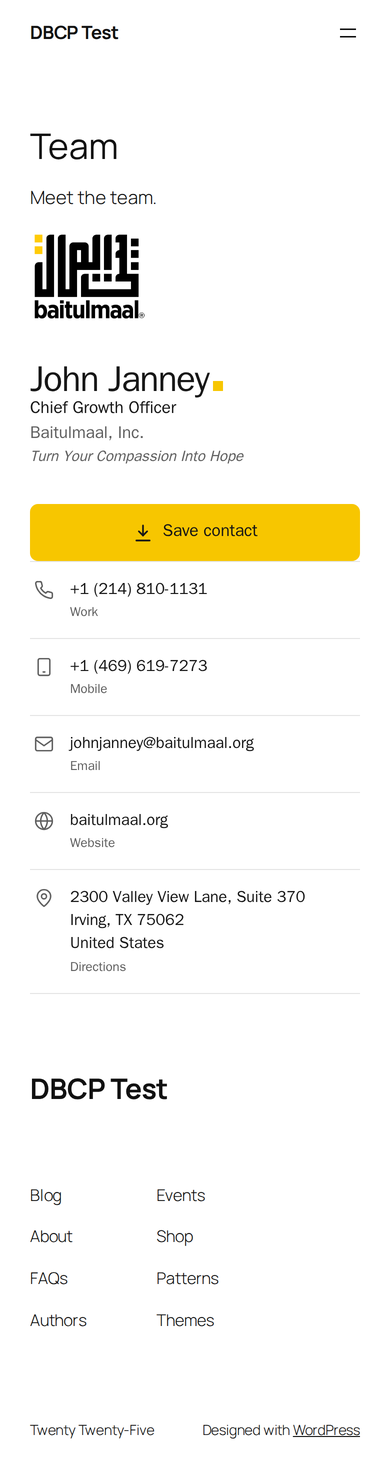 Card embedded with the shortcode