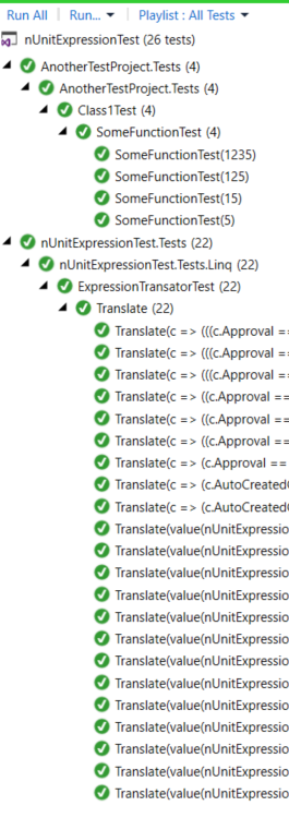 Shows how all tests are run in VS 2017 TA 3.16-dev