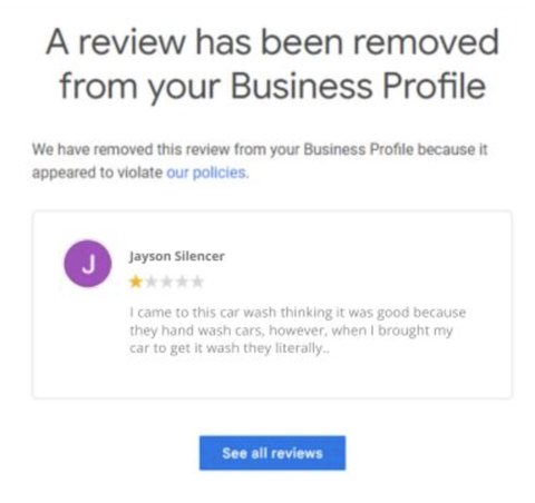 Review removal confirmation for Jayson Silencer