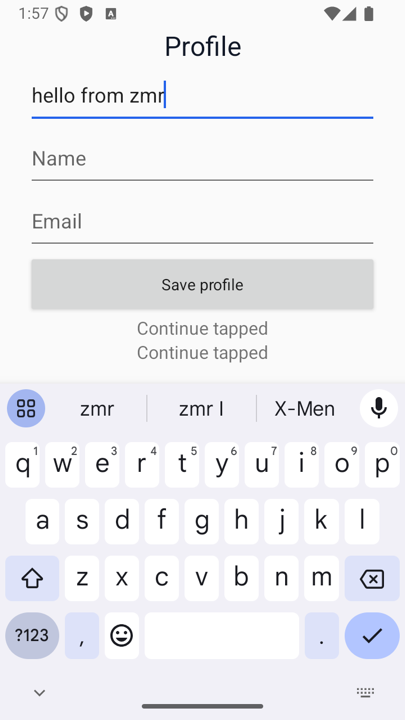 Android emulator screenshot captured by ZMR during a scenario run